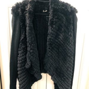 Black faux fur cardigan